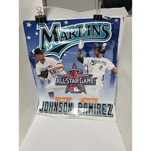 Marlins Hanley Ramirez & Johnson Signed 2010 All Star Game Poster MLB Authentic - Picture 2 of 16